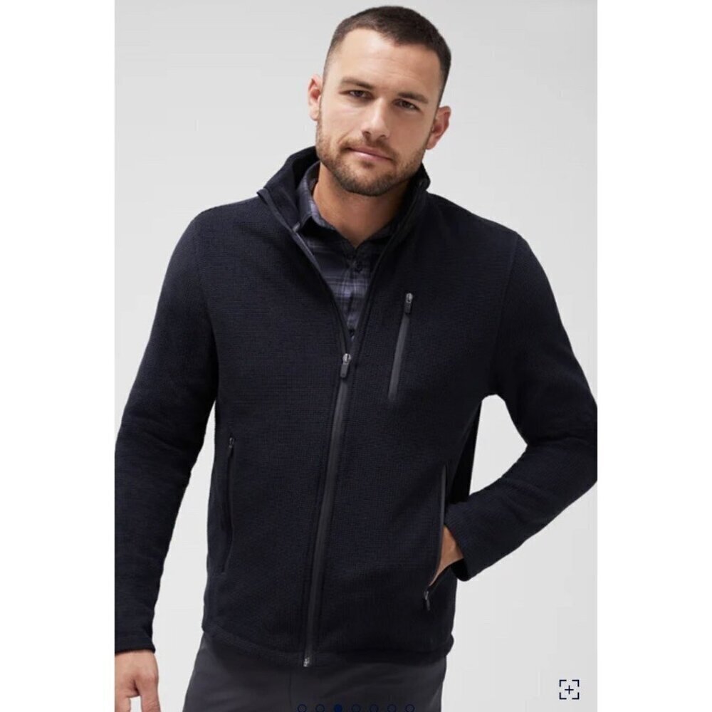 Mack Weldon Latitude Mens Sz M Total Eclipse Blue Full Zip Fleece Jacket